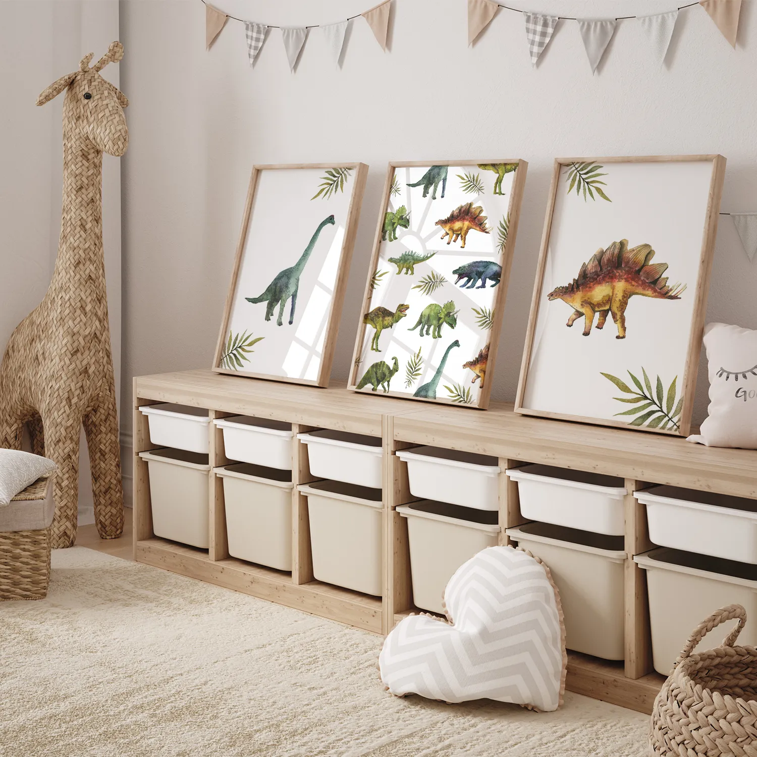 MeinBaby123 Dino Poster Kinderzimmer 3er A4 matt