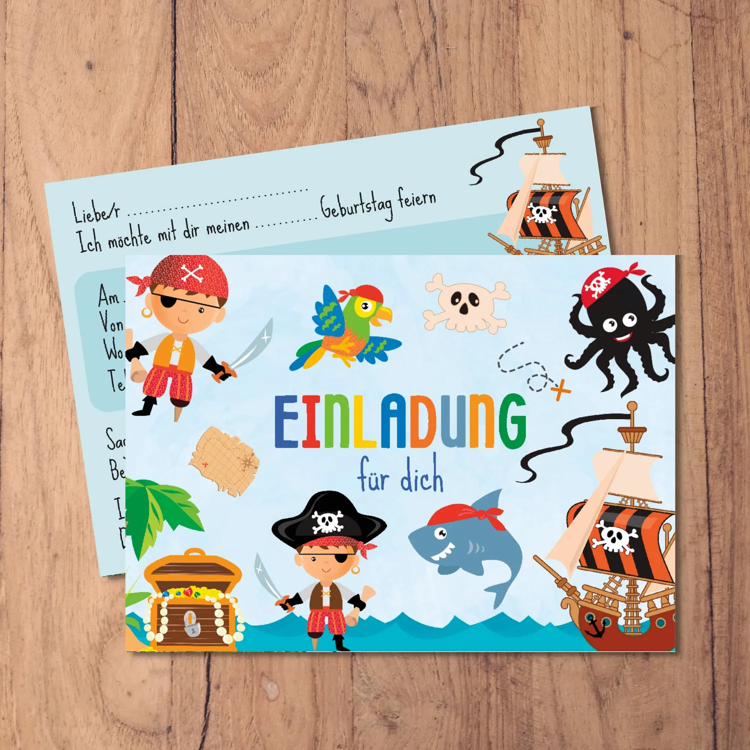 MeinBaby123 Piraten Einladungskarten Kindergeburtstag 10 Stück Umschläge