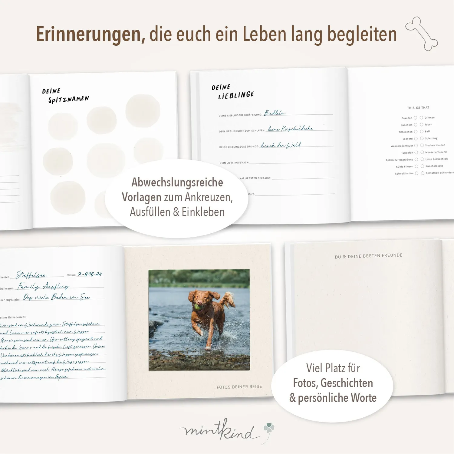 MINTKIND Vier Pfoten Erinnerungsbuch Hund Hardcover