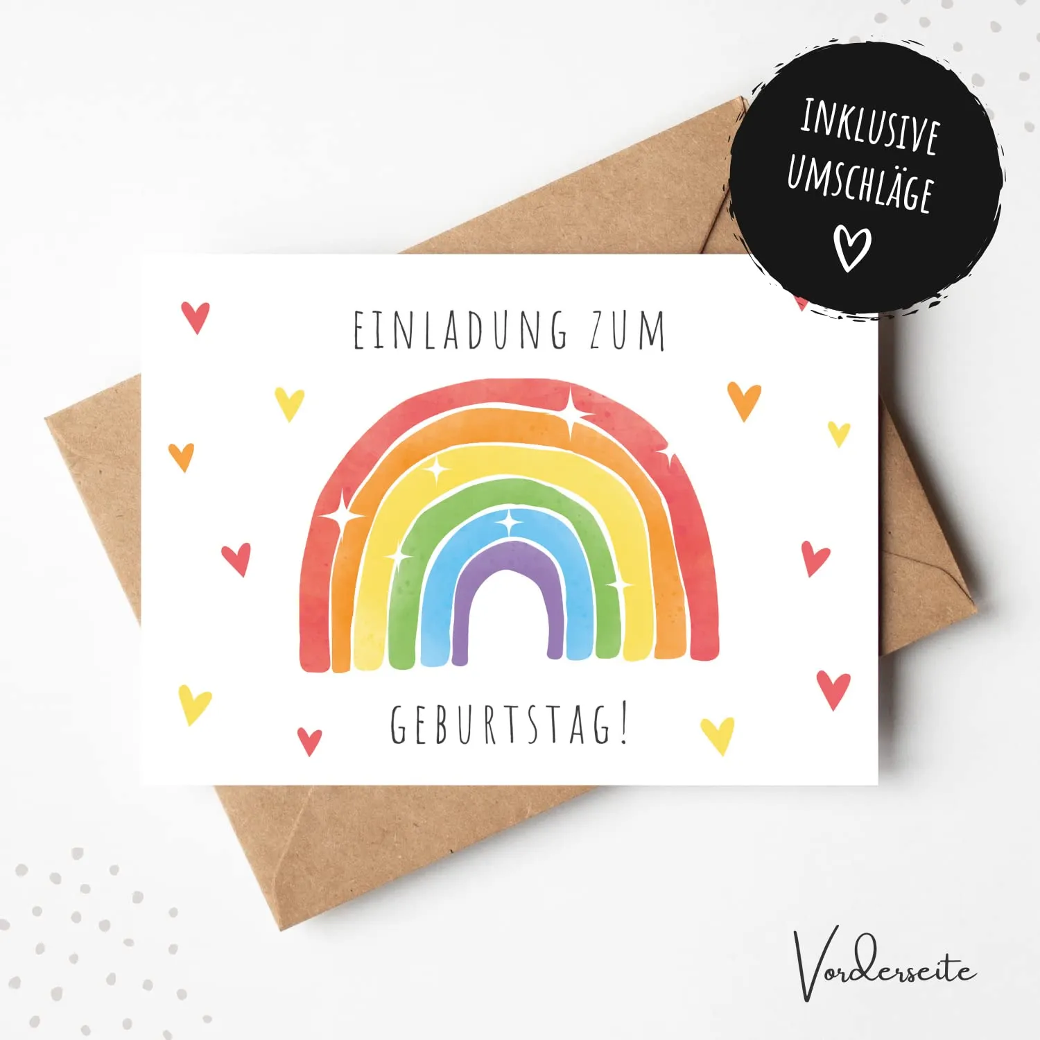 MeinBaby123 Regenbogen Einladungskarten 10er mit Umschlägen