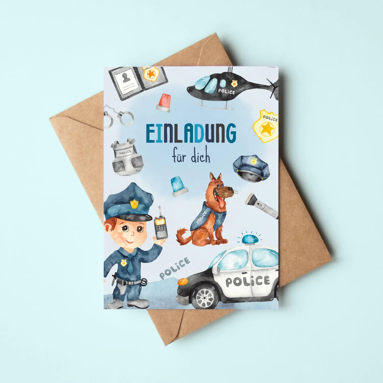 MeinBaby123 Polizei Einladungskarten Kindergeburtstag 10er Umschlag