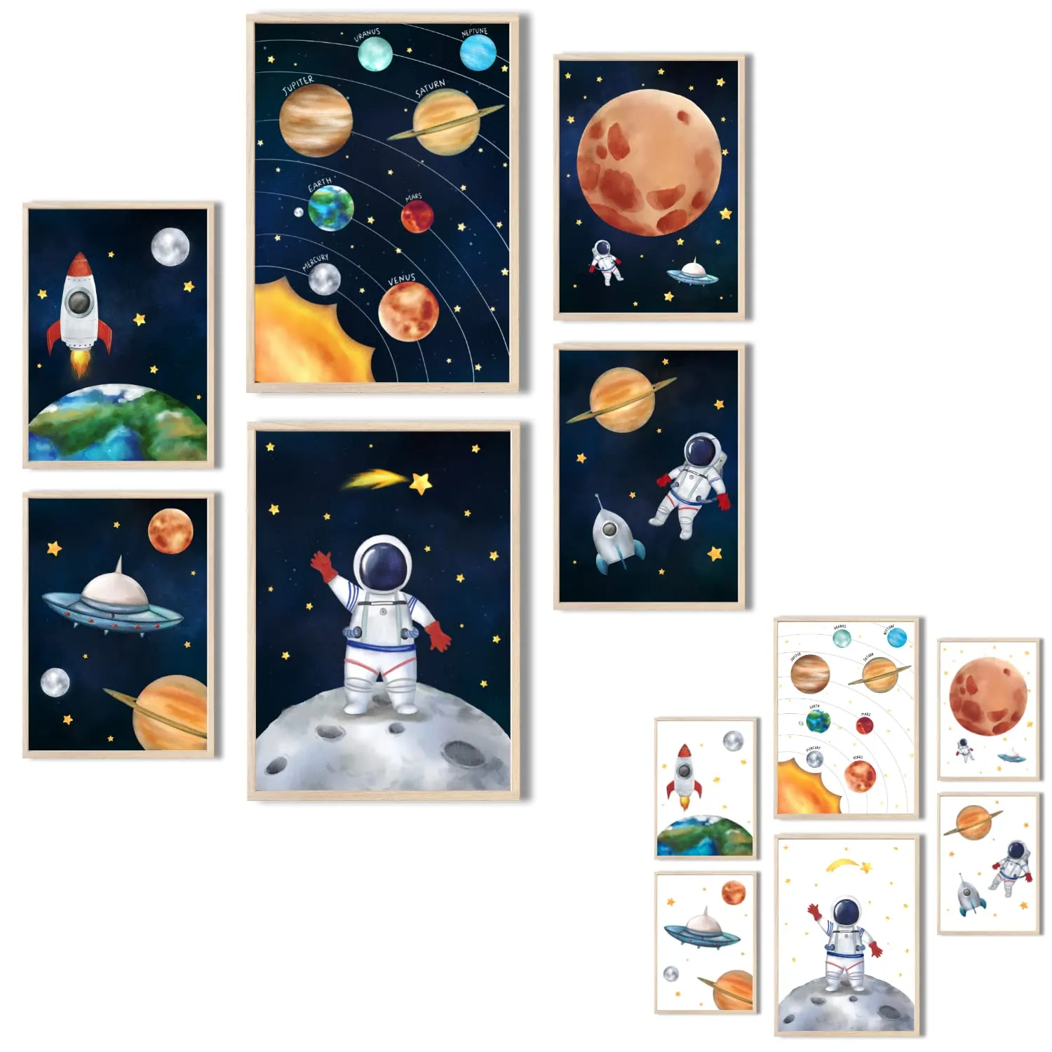 MeinBaby123 Astronaut Poster 6er Set A4 & A5 doppelseitig