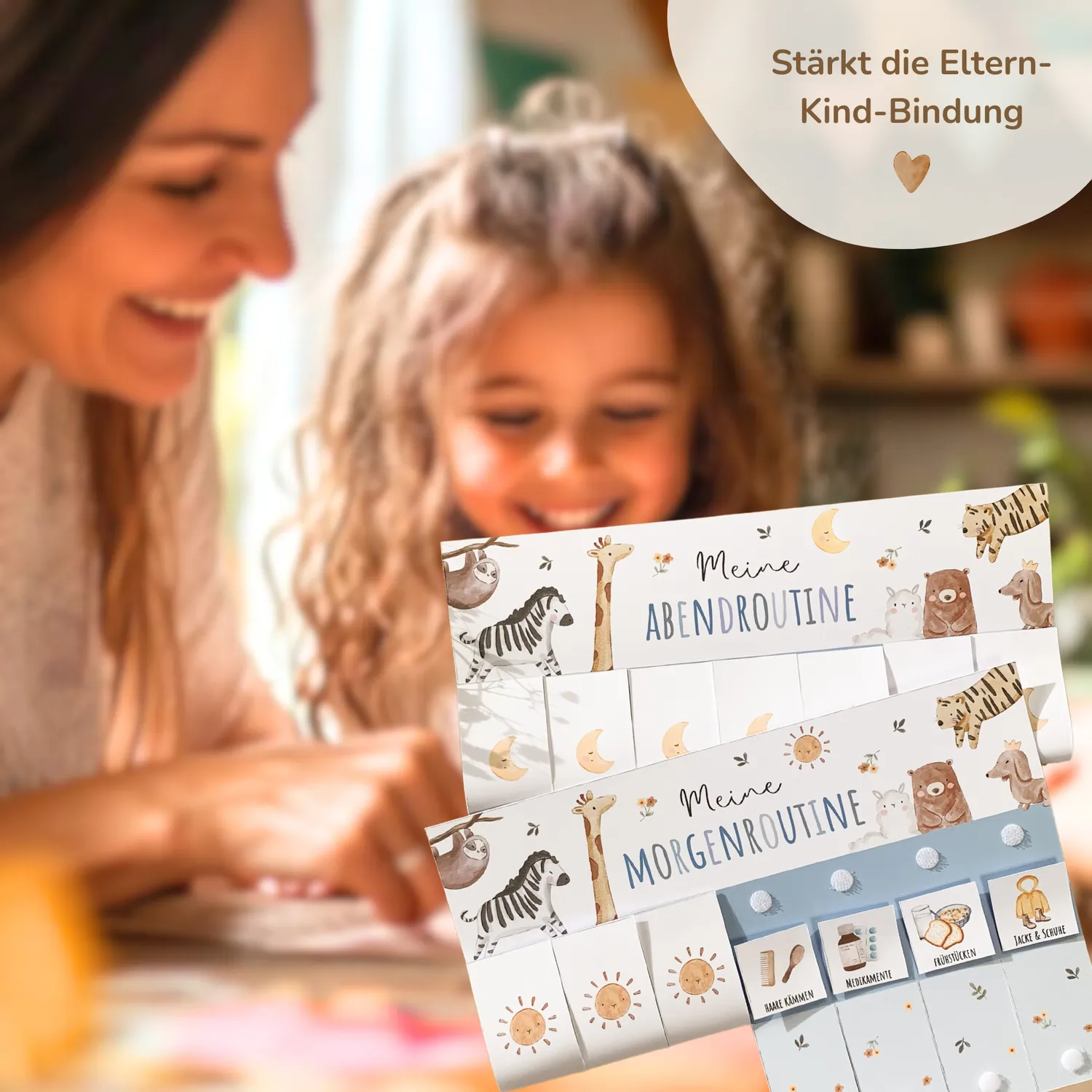 MeinBaby123 Boho Blau Morgen- Abendroutine PDF Ausdrucken