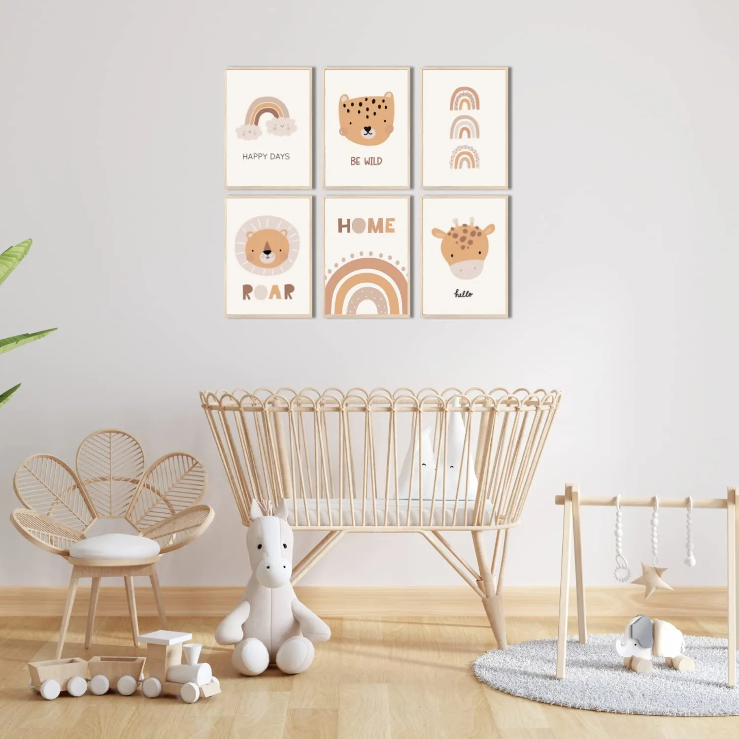 MeinBaby123 Süße Tiere Poster 6er Set A4 Boho