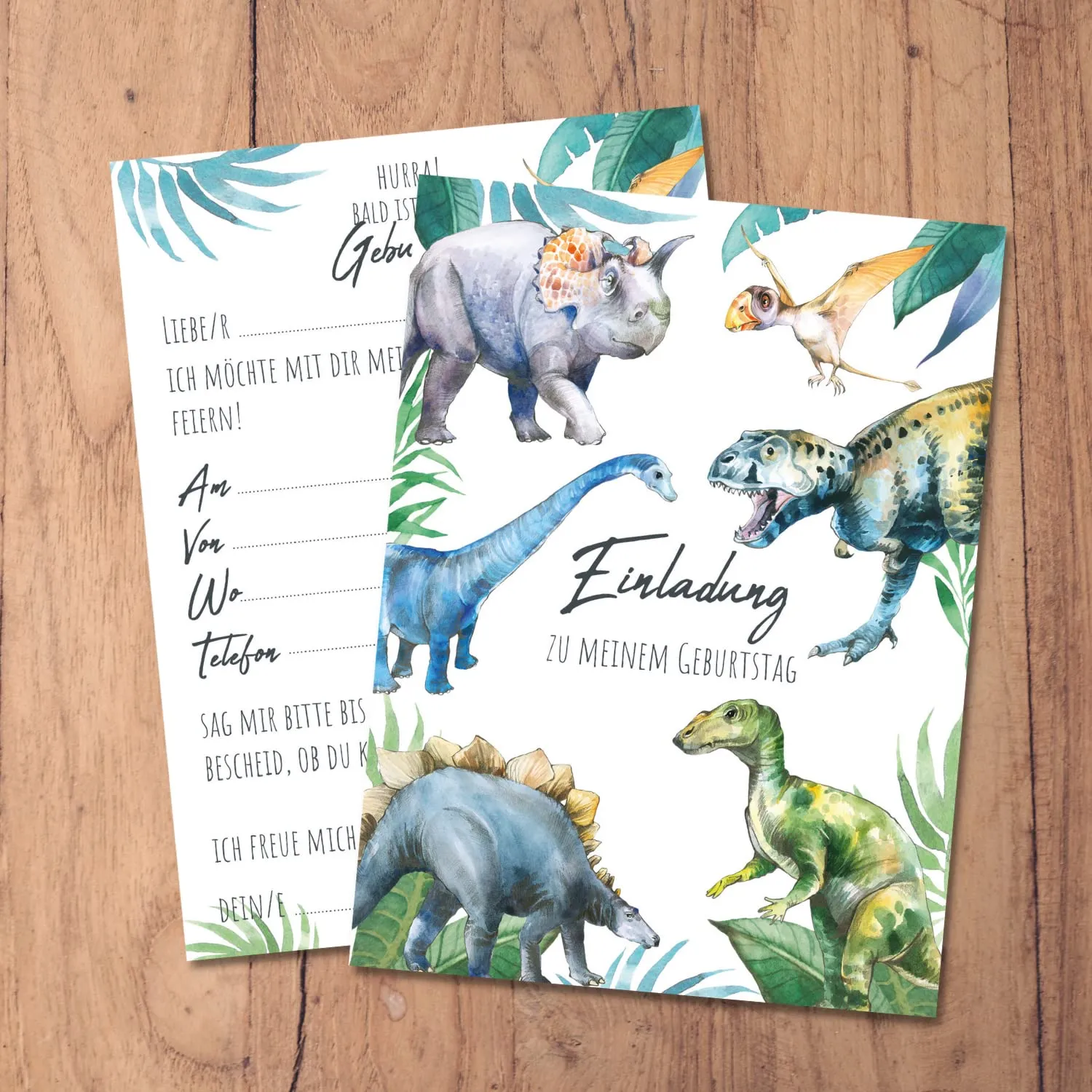 MeinBaby123 Einladungskarten Kindergeburtstag Dino 10er Set