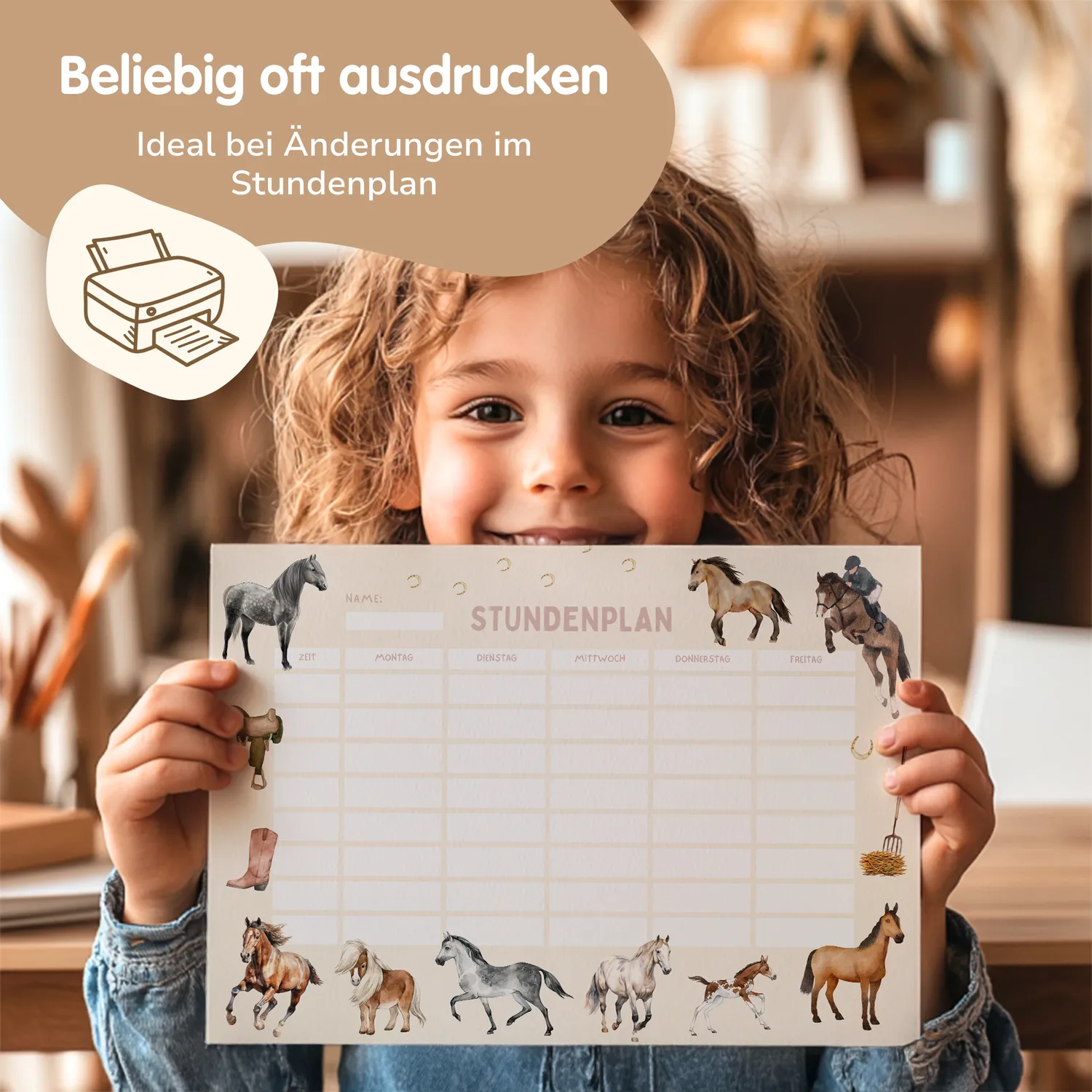 MeinBaby123 Pferde Stundenplan zum Ausdrucken PDF