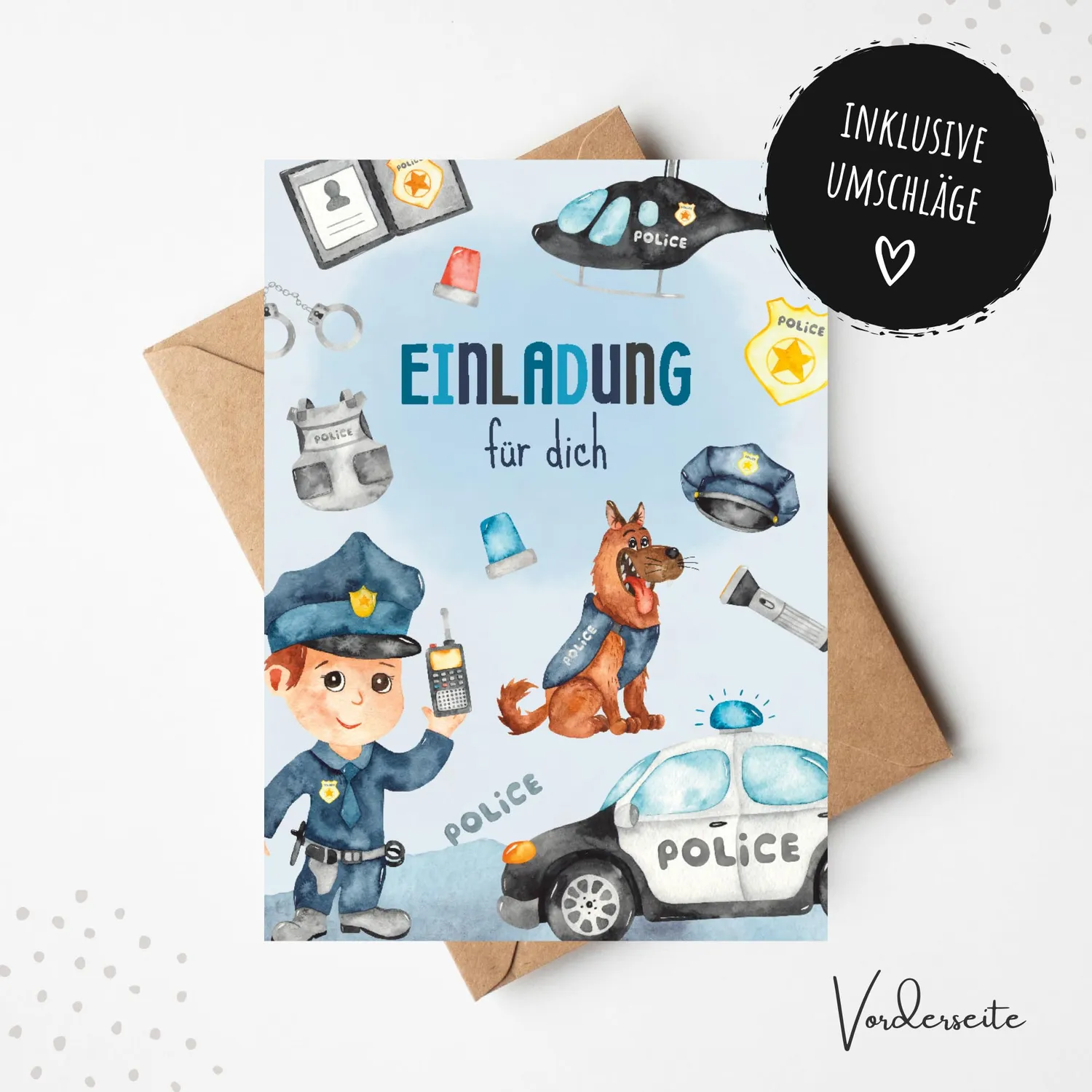 MeinBaby123 Polizei Einladungskarten Kindergeburtstag 10er Umschlag