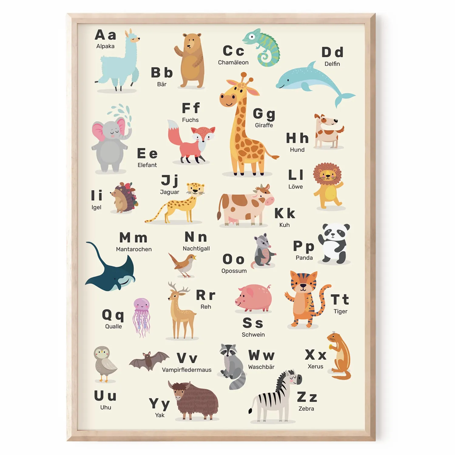 MeinBaby123 Lernposter Tiere Alphabet A2 Poster Tier-ABC
