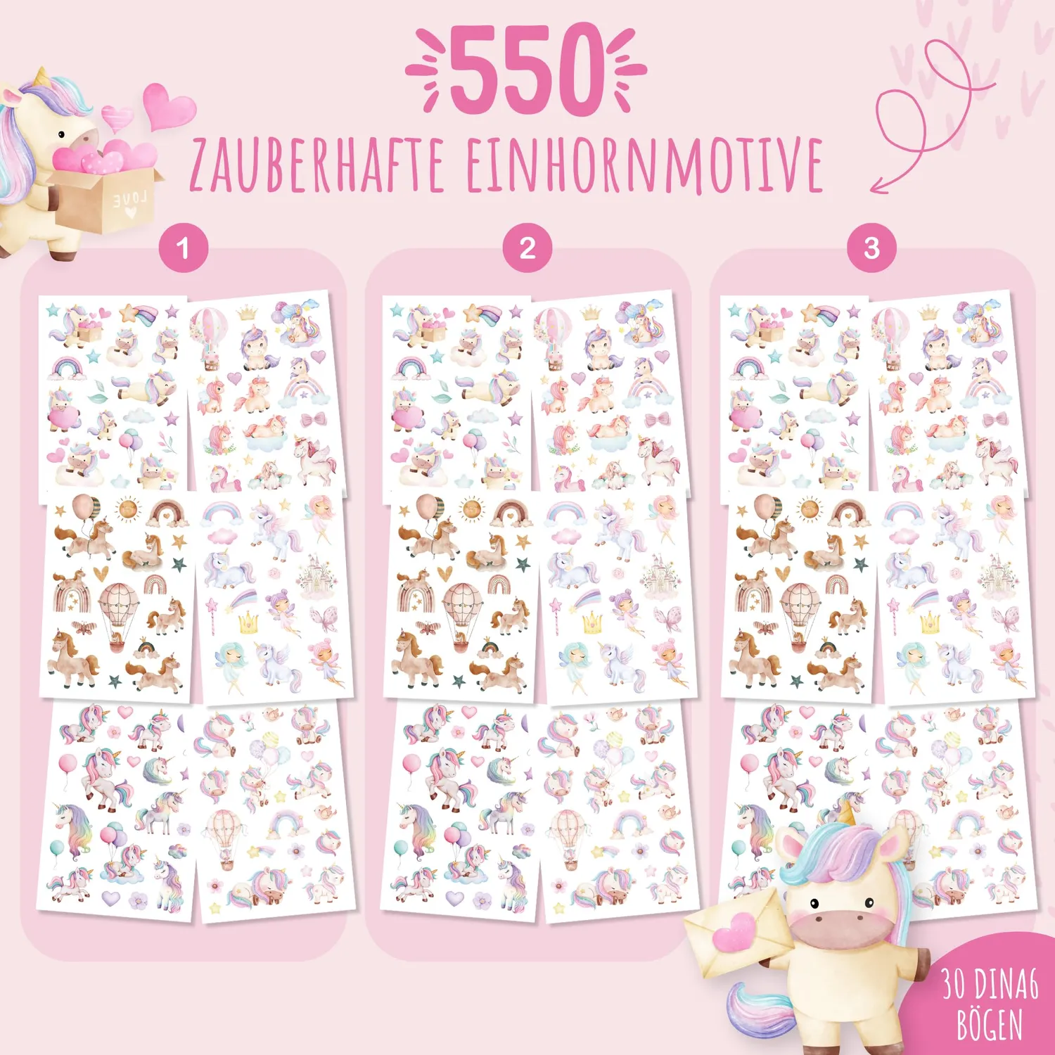 MeinBaby123 Kinder Tattoos Einhorn Fee 550 Stück 5er Set
