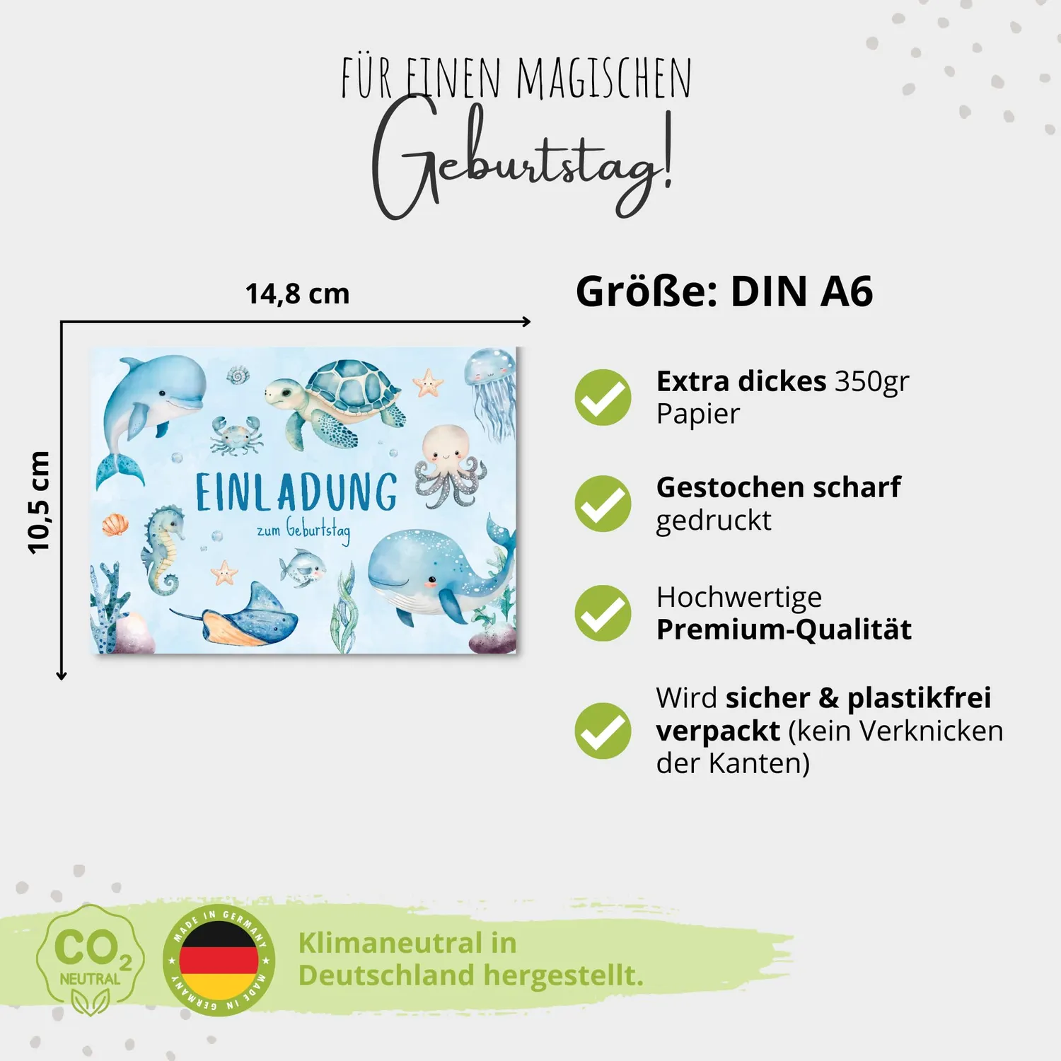 MeinBaby123 Kindergeburtstag Einladungskarten Unterwasserwelt 10er