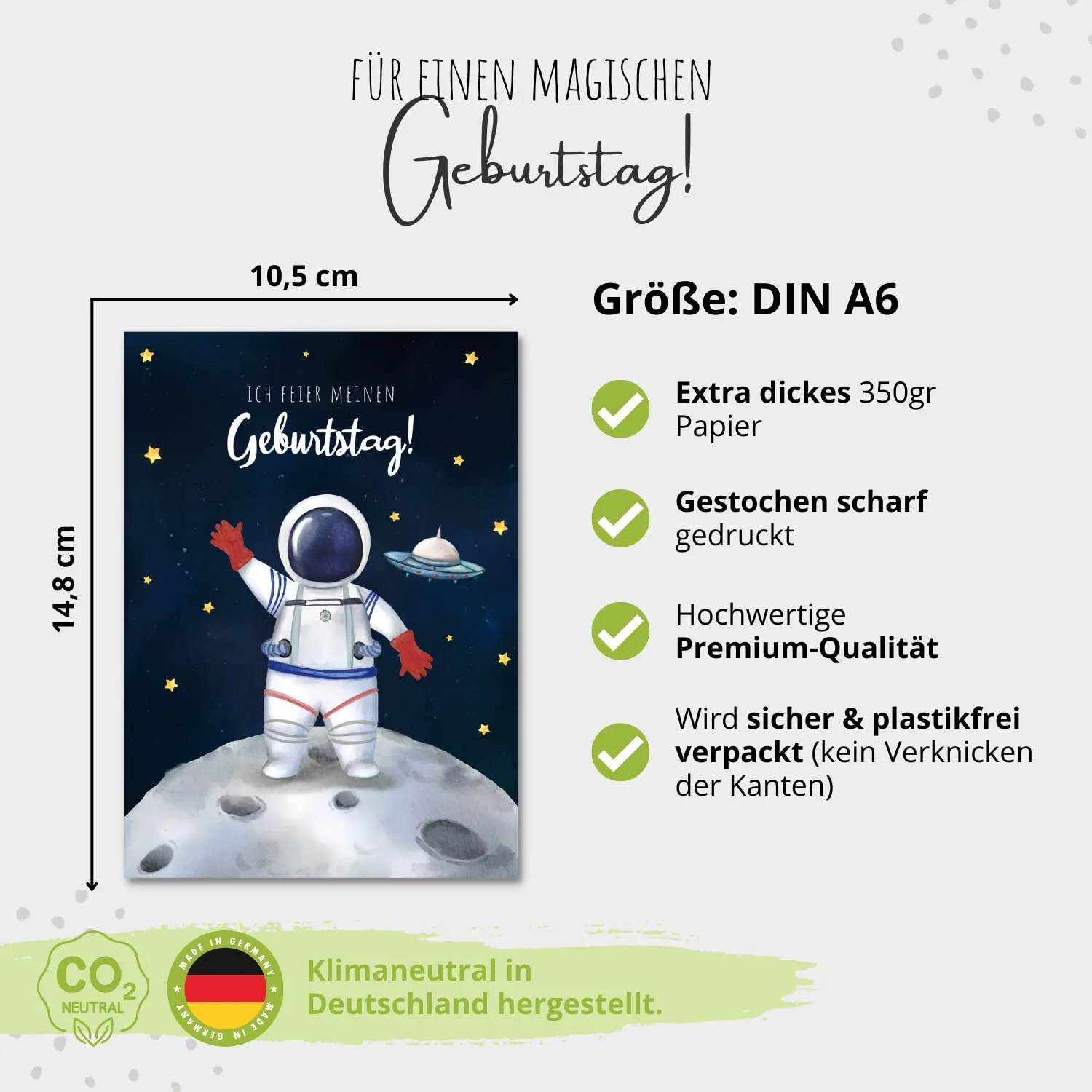 MeinBaby123 Einladungskarten Kindergeburtstag Astronaut 10er DIN A6