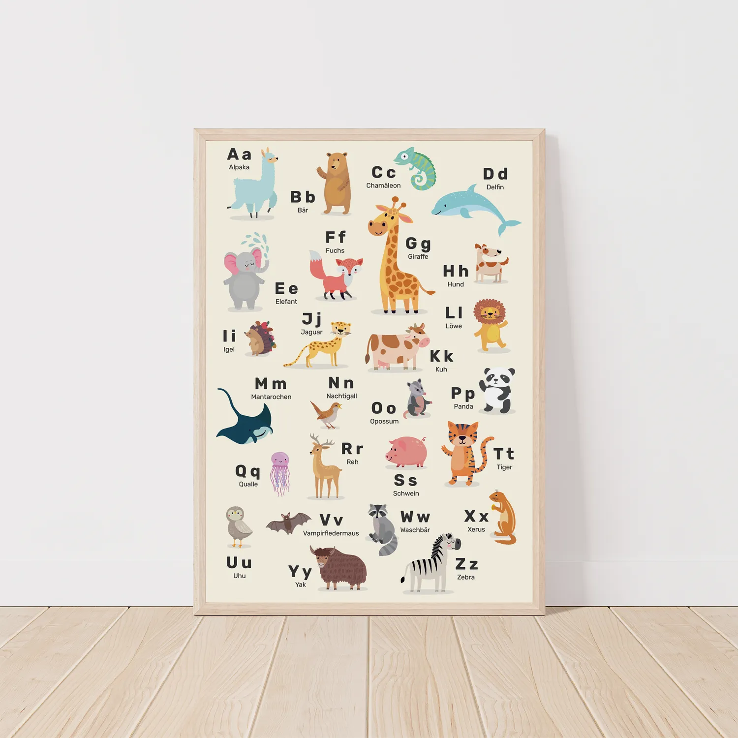 MeinBaby123 Lernposter Tiere Alphabet A2 Poster Tier-ABC