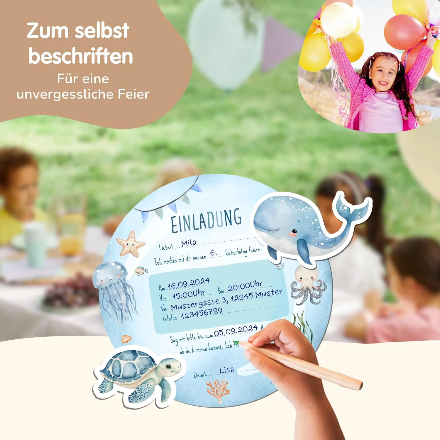 MeinBaby123 Unterwasserwelt Einladungen Bastelset