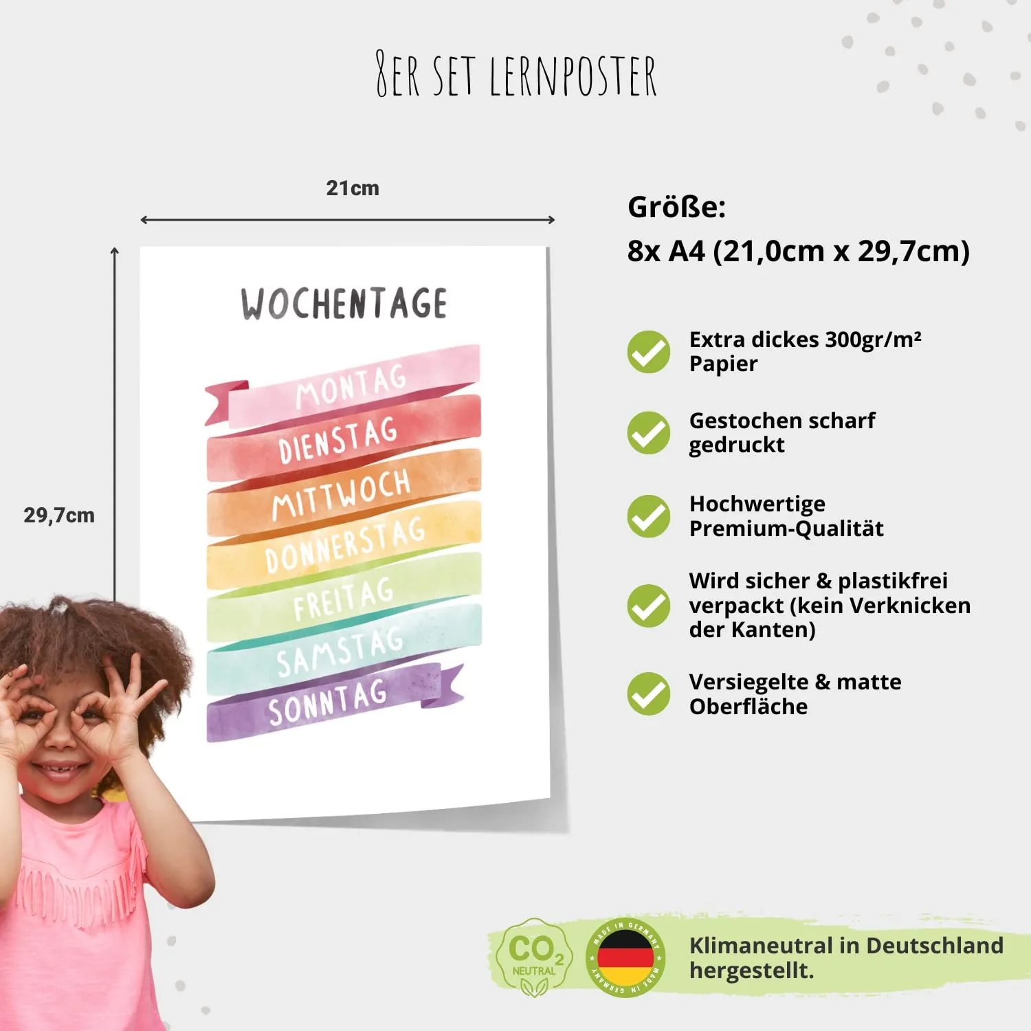 MeinBaby123 Lernposter 8er Set A4 ABC Zahlen