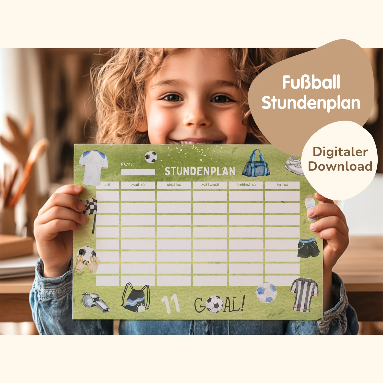 MeinBaby123 Fußball Stundenplan Kinder PDF A4 ausdruckbar