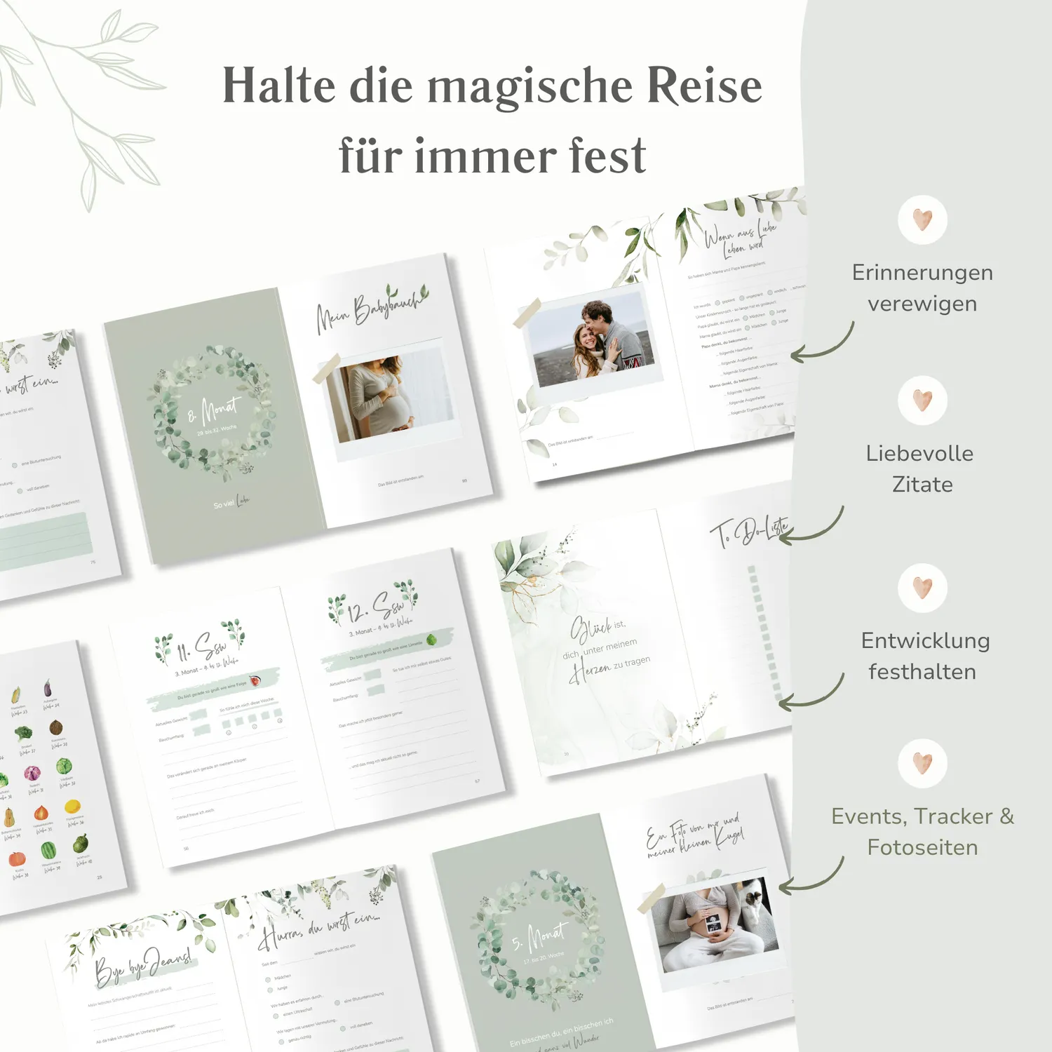 MeinBaby123 Schwangerschaftstagebuch Mint Eukalyptus 136 Seiten