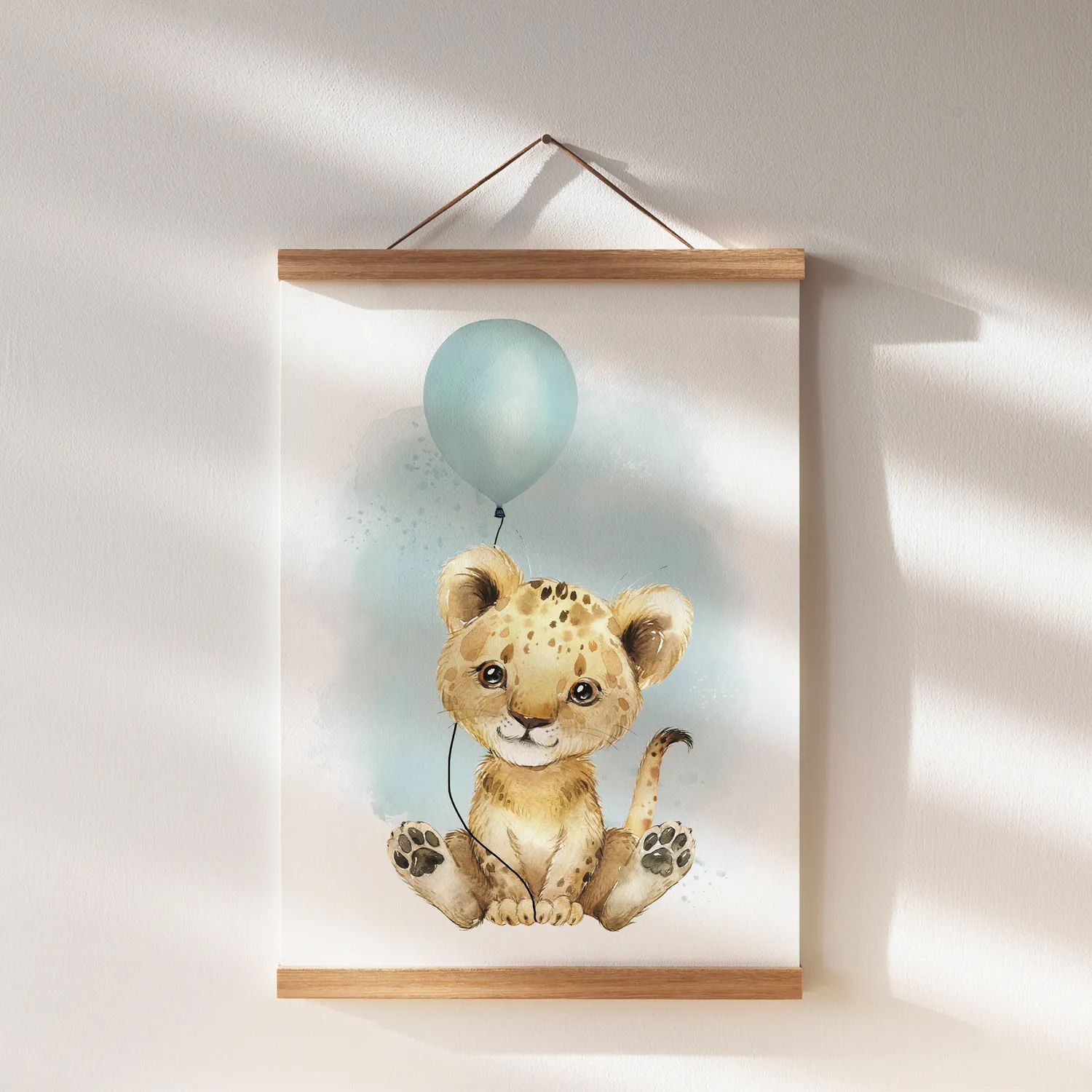 MeinBaby123 Kinderzimmer Poster 3er Set A4 Löwe Luftballon mint