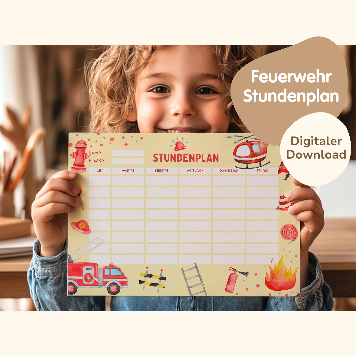 MeinBaby123 Feuerwehr2 Stundenplan zum Ausdrucken PDF