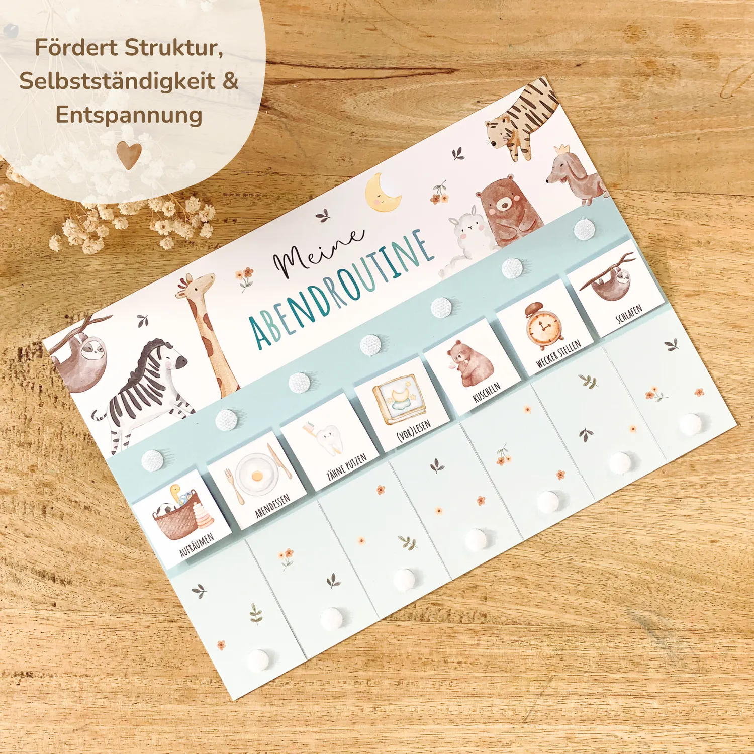 MeinBaby123 Morgen- Abendroutine Routineplan Ausdrucken Boho Türkis PDF