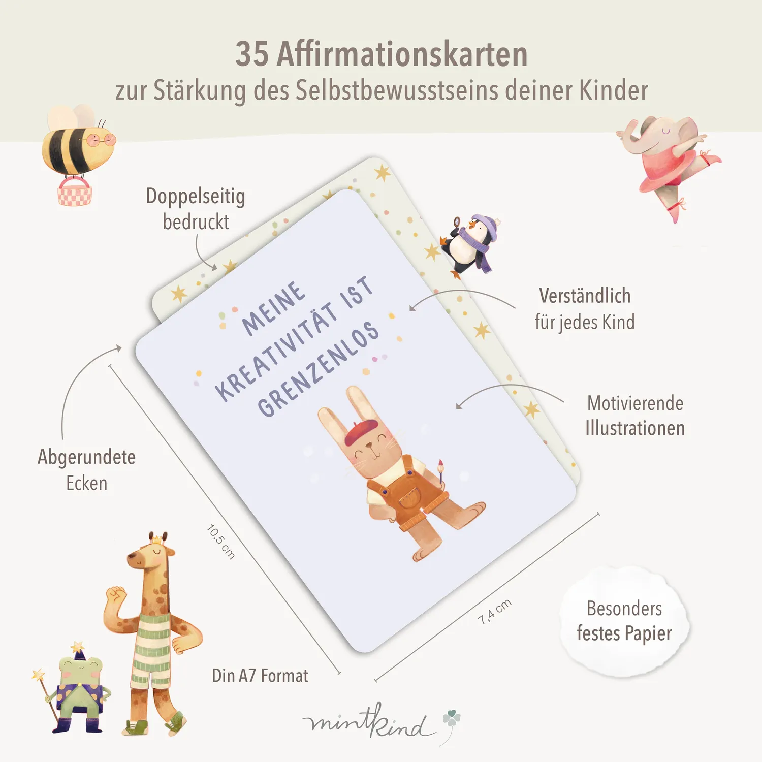 MINTKIND Affirmationskarten Kinder 35 Karten A7