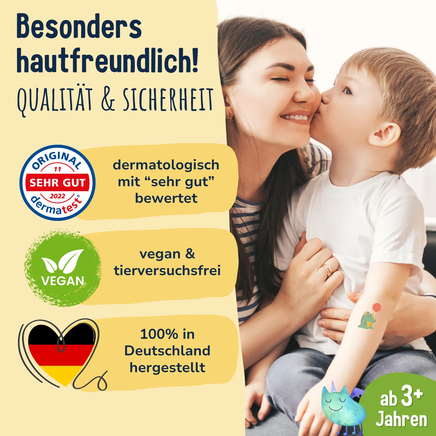 MeinBaby123 Monster Tattoos 5er Set 550 Stück vegan