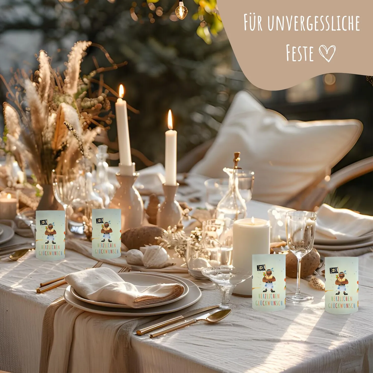 MeinBaby123 Windlichter Piraten 10 Stück 10 cm Transparent