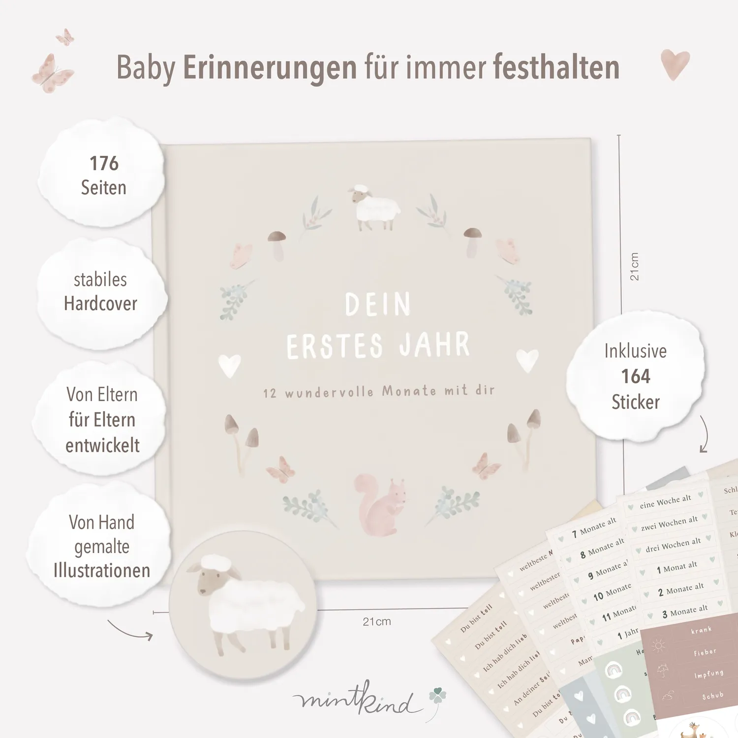 MINTKIND Mein erstes Lebensjahr Babytagebuch 176 Seiten
