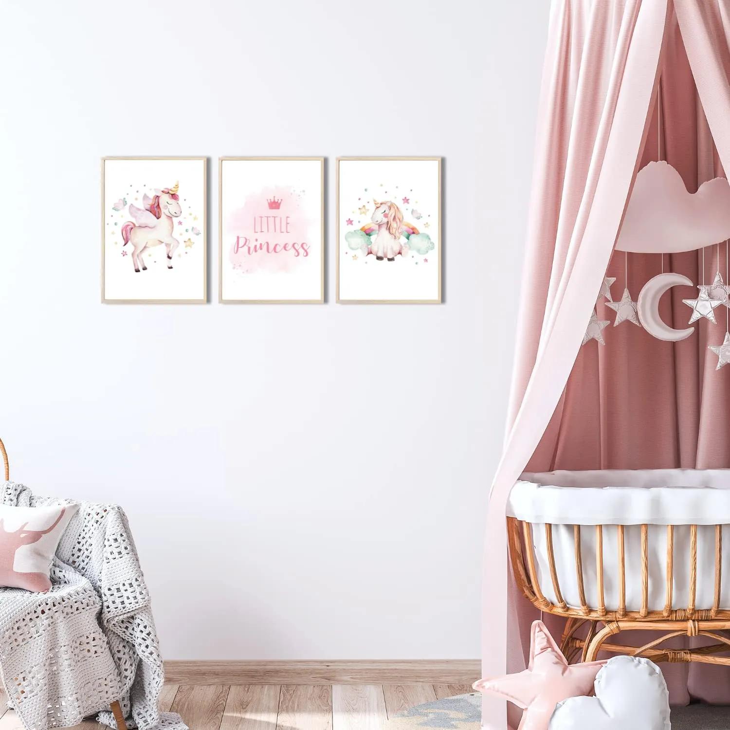MeinBaby123 Kinderzimmerposter 3er Set A4 Einhorn Fee