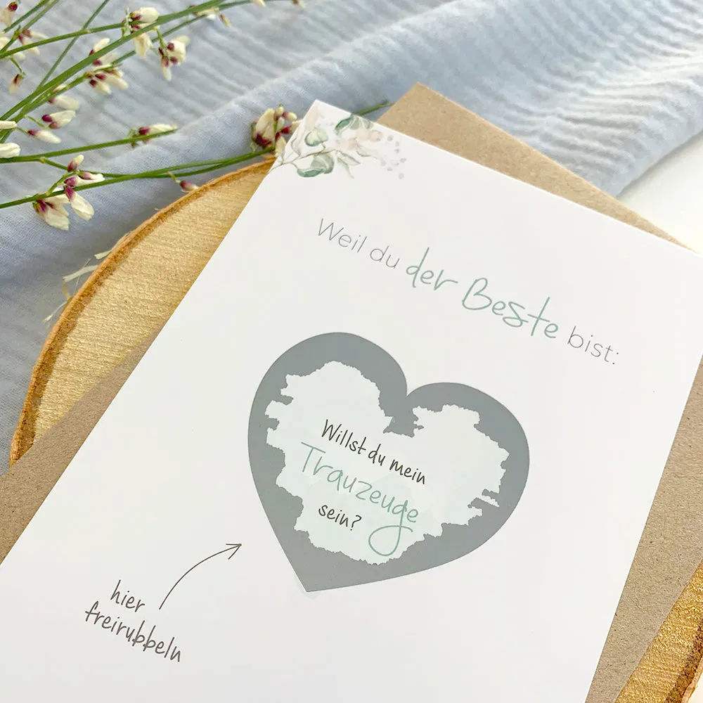 MINTKIND Willst du mein Trauzeuge sein Rubbelkarte A6 Silberherz