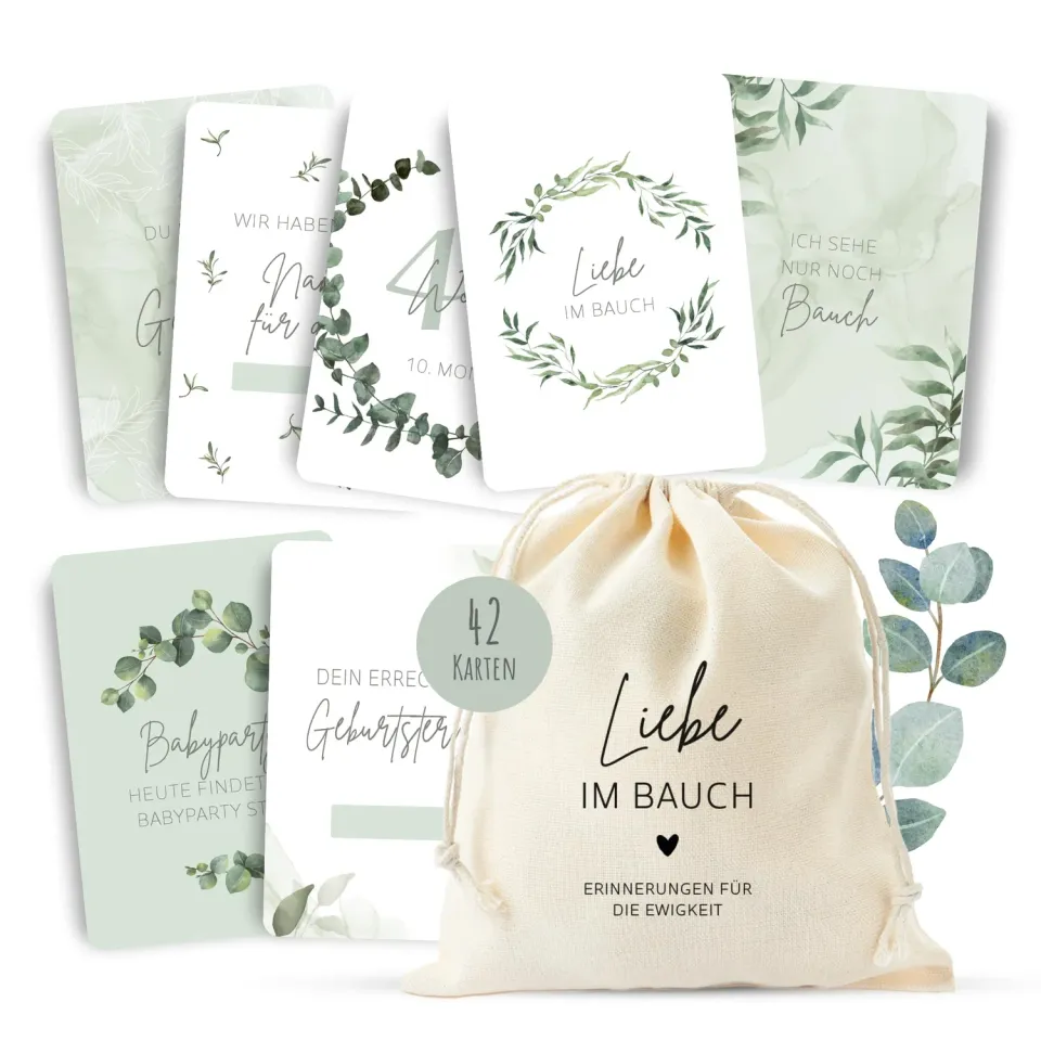 MeinBaby123 Meilensteinkarten Schwangerschaft Eukalyptus 42er