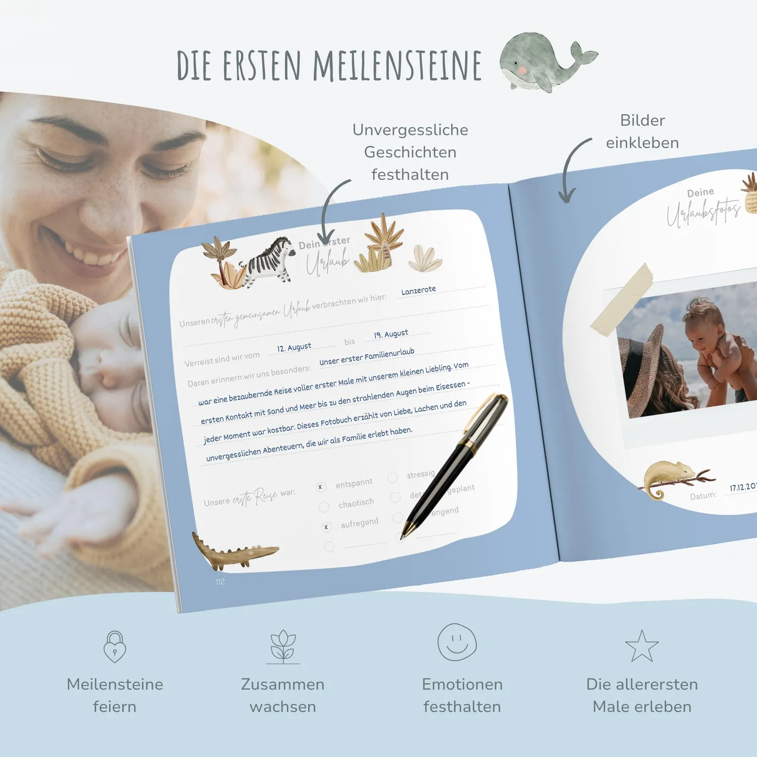 MeinBaby123 Dein erstes Jahr Babyalbum blau