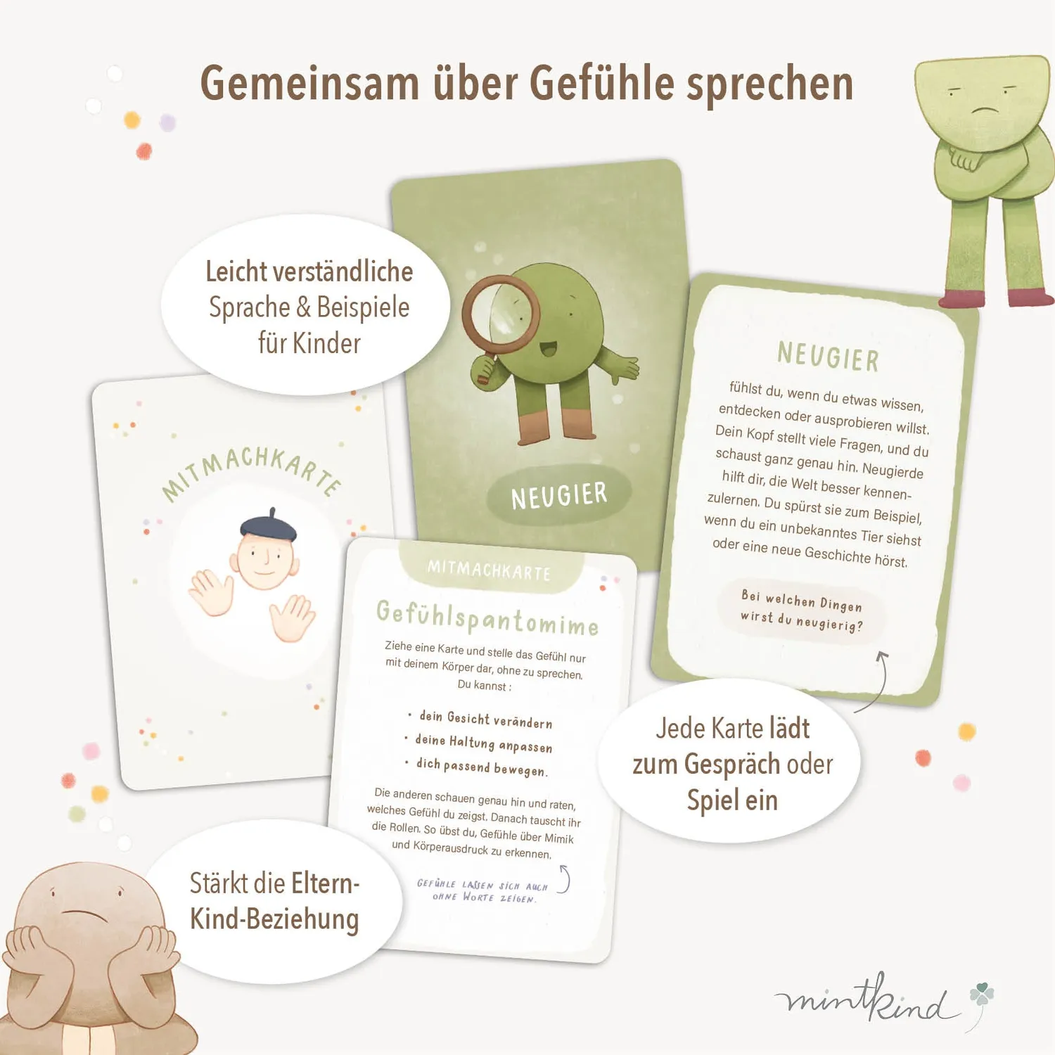 MINTKIND Gefühlkarten für Kinder 5-10 Jahre 30 Karten Set