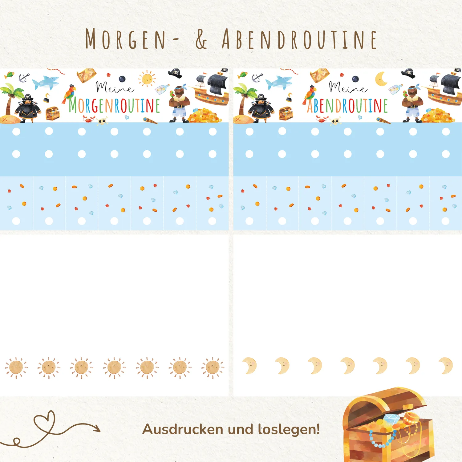 MeinBaby123 Pirat Morgen- Abendroutine Routineplan PDF Download