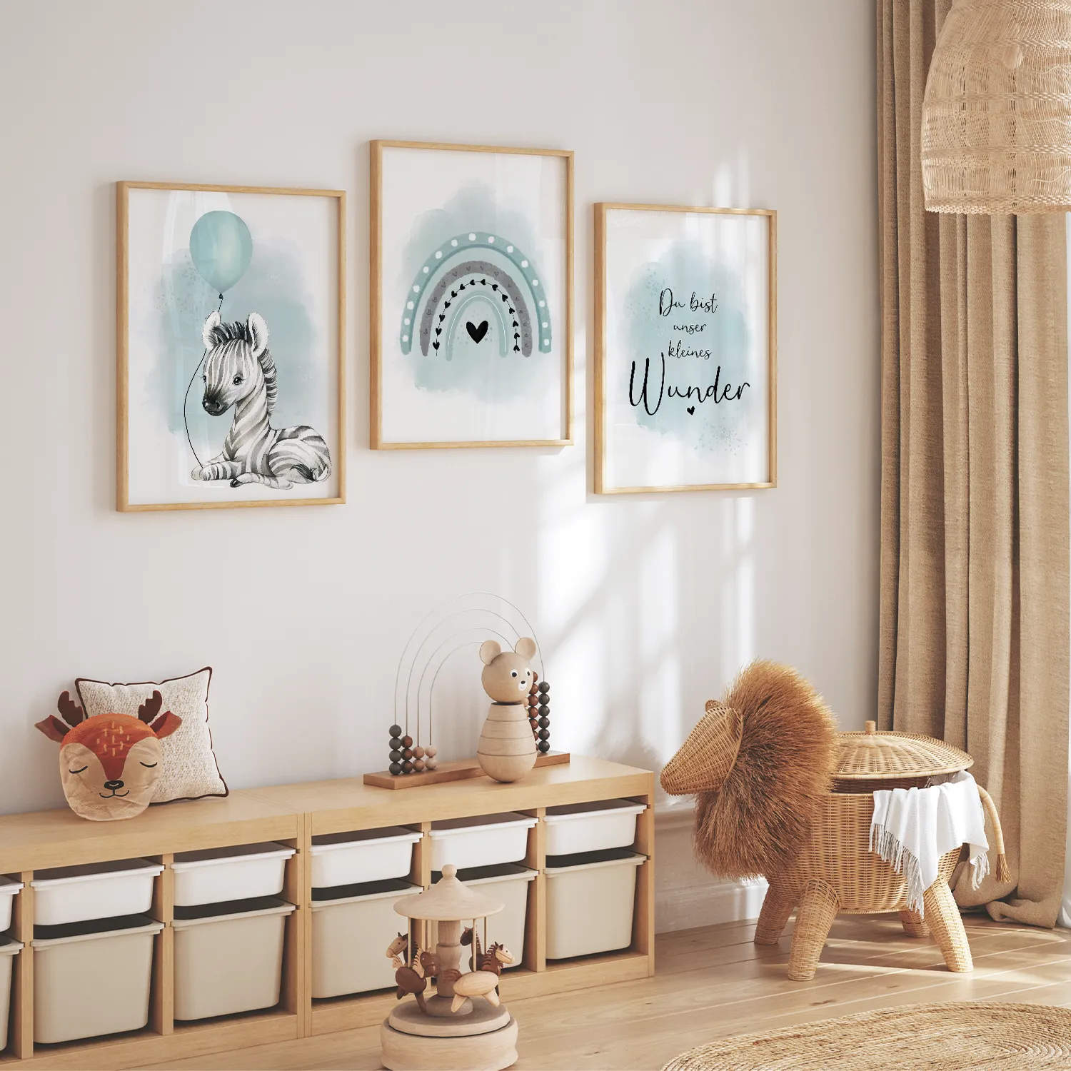 MeinBaby123 Zebra & Luftballon Poster 3er Set A4 mint