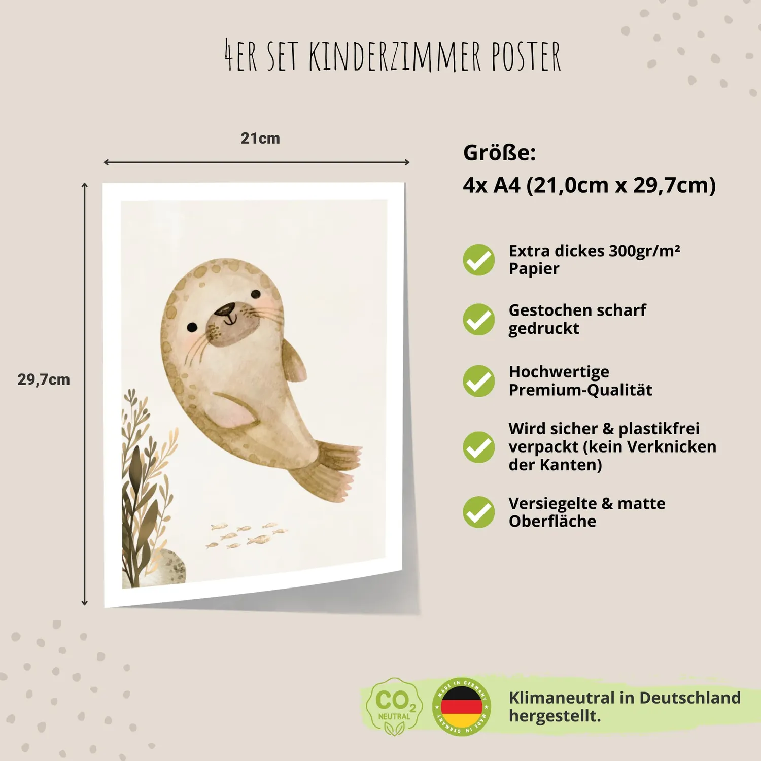 MeinBaby123 Unterwasserwelt Kinderzimmerposter 4er Set A4