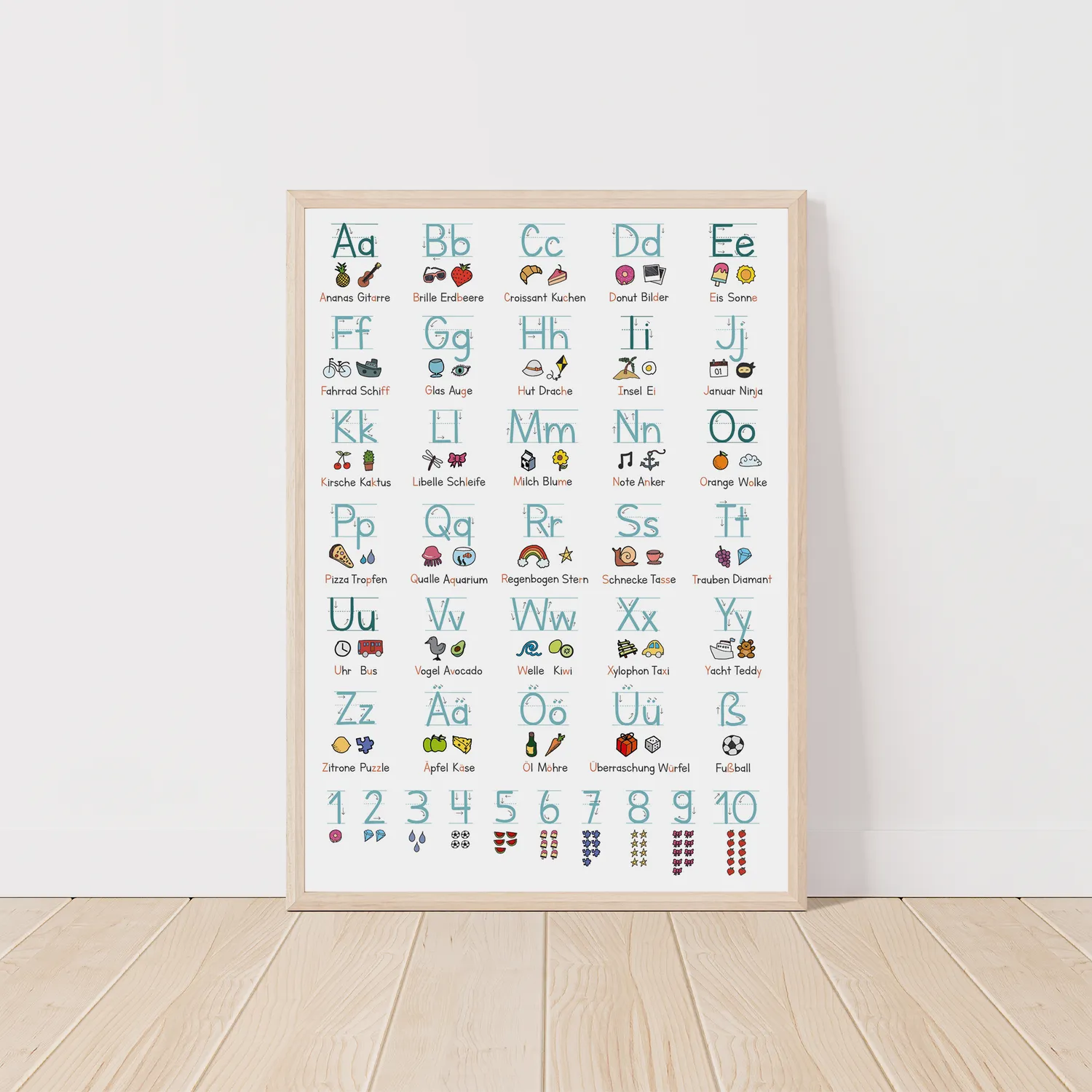 MeinBaby123 Grundschrift Lernposter A2 blau weiß