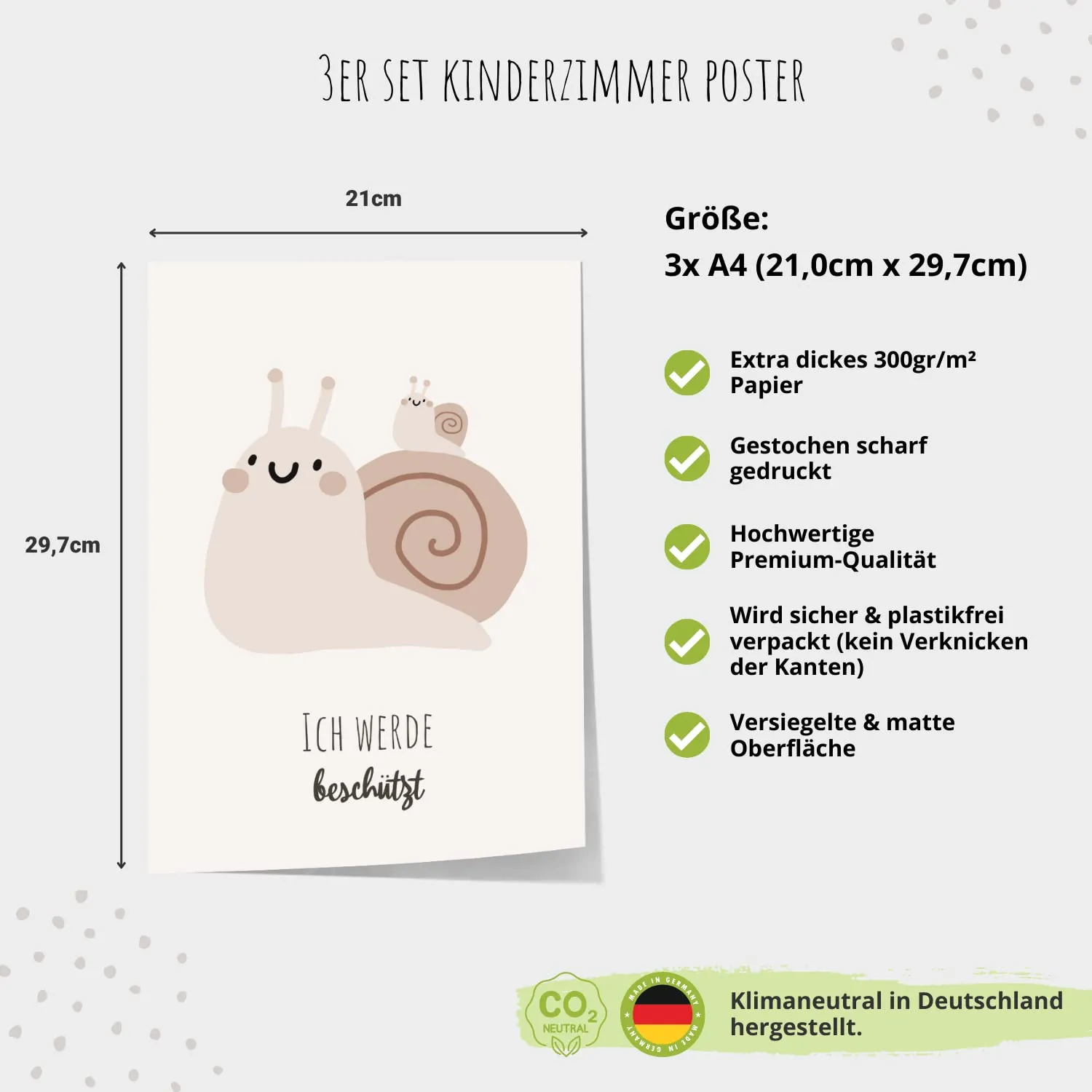 MeinBaby123 Affirmations Poster 3er Set A4 Tiermotiv