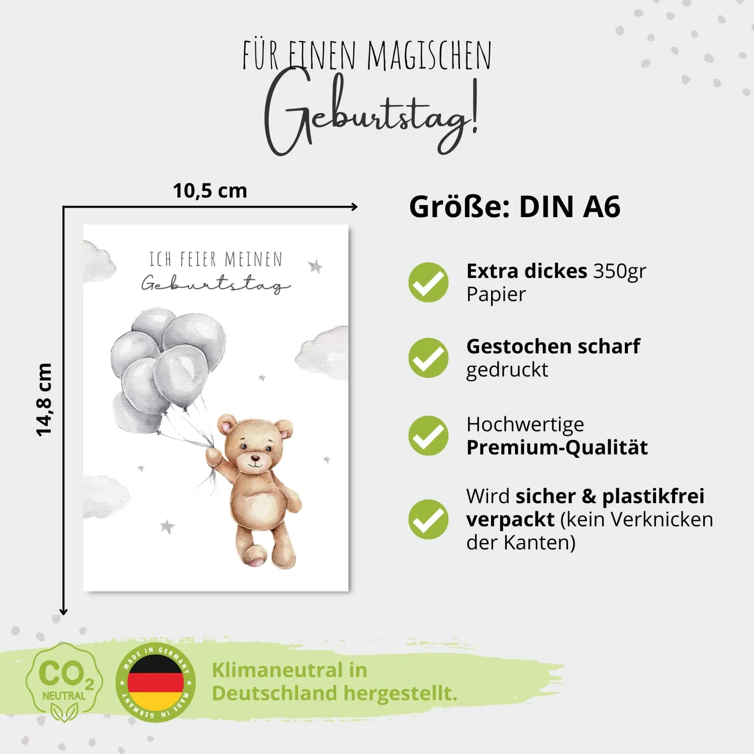 MeinBaby123 Bär Einladungskarten Kindergeburtstag 10er Umschlag