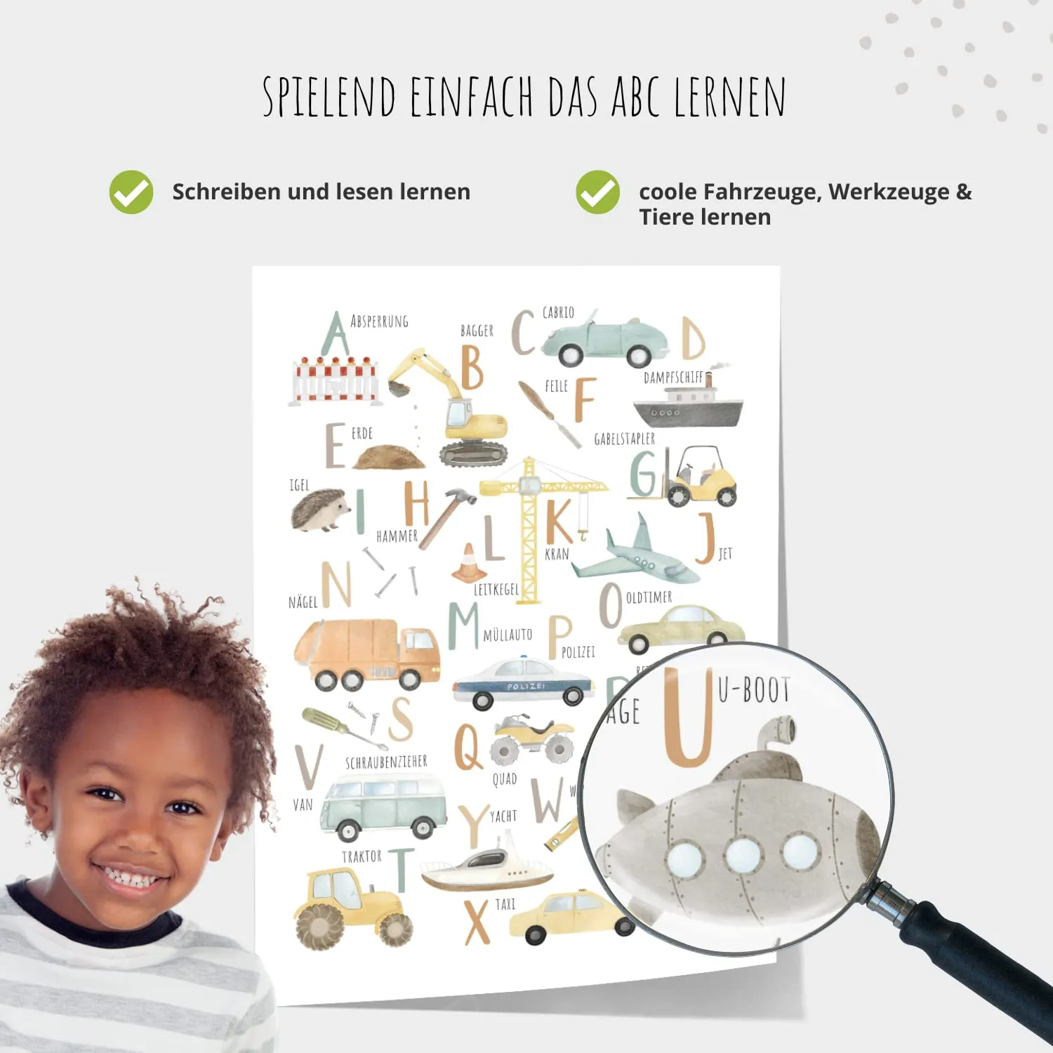 MeinBaby123 Fahrzeuge ABC Kinderzimmerposter A2