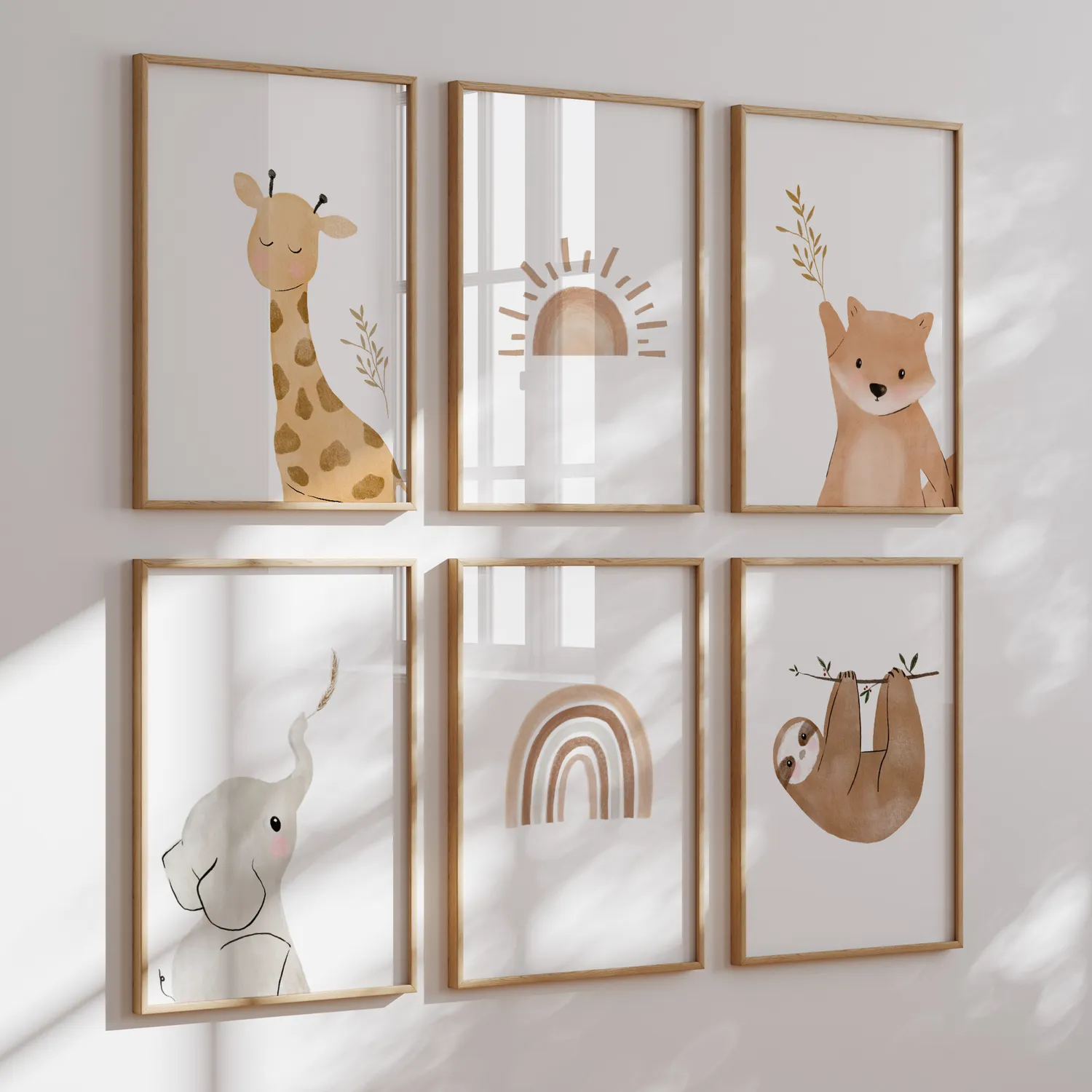 MeinBaby123 Faultier & Freunde Poster 6er Set A4 matt