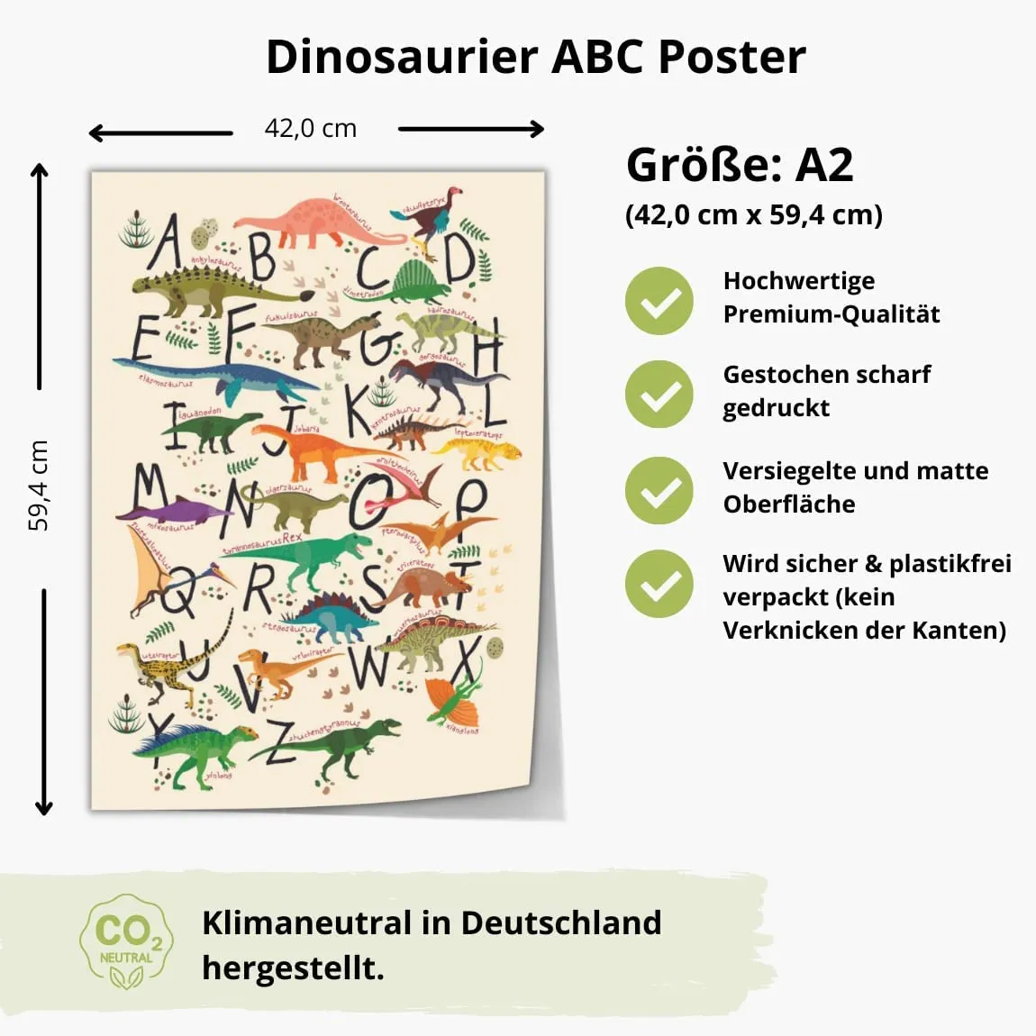 MeinBaby123 Dino Poster doppelseitig A2 Tiermotiv