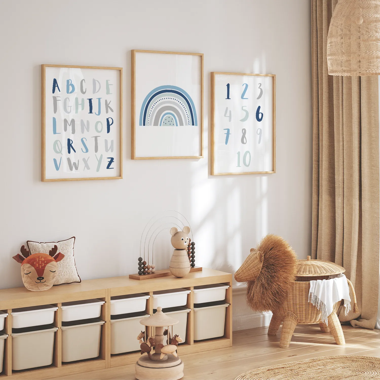 MeinBaby123 Lernposter ABC Zahlen 3er Set blau A4