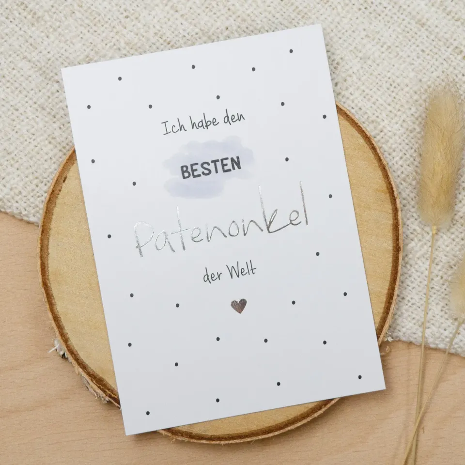 MINTKIND Postkarte Bester Patenonkel Silber Geschenk