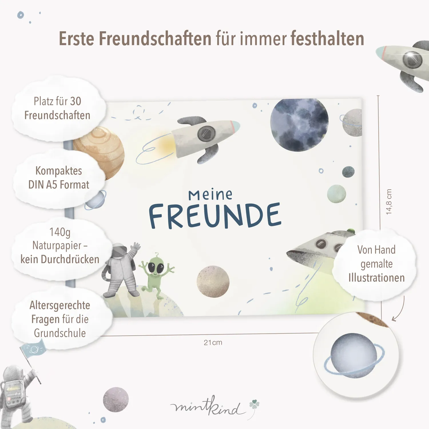 MINTKIND Freundebuch Grundschule Weltall Dunkel