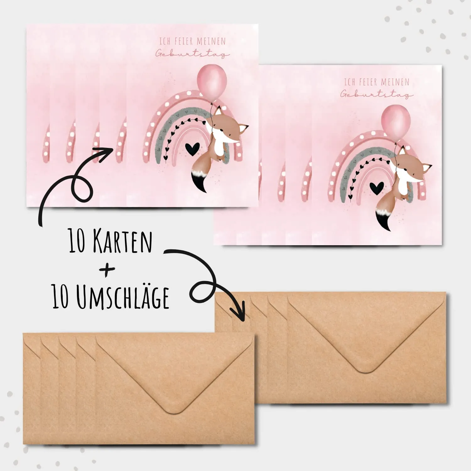 MeinBaby123 Fuchs rosa Einladungskarten Kindergeburtstag 10er