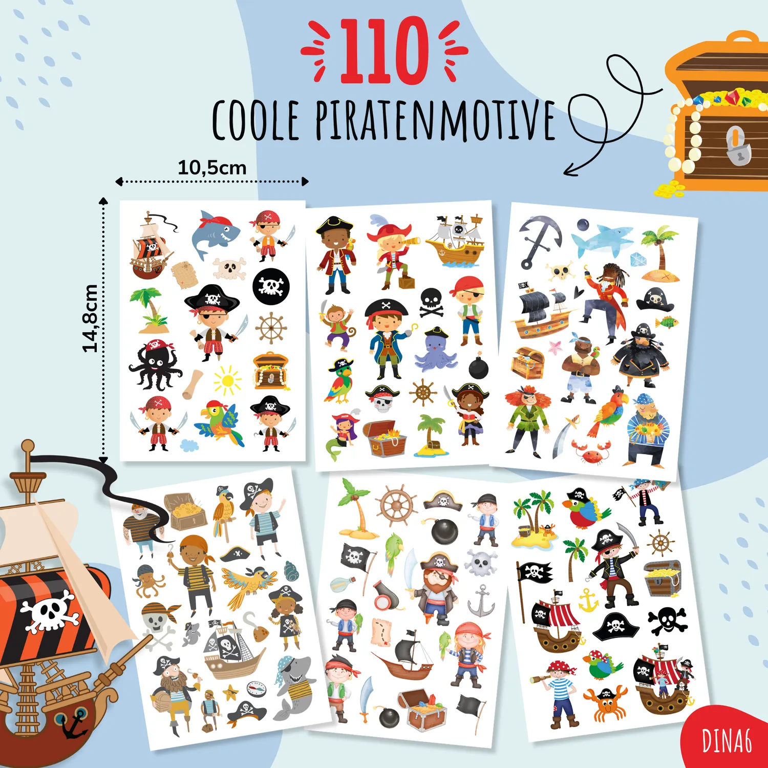 MeinBaby123 Piraten Kinder Tattoos 110er hautfreundlich