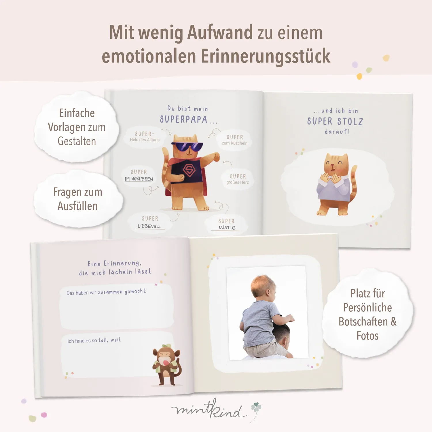 MINTKIND Geschenk Set Papa Geschenkset mit Buch und Tasse