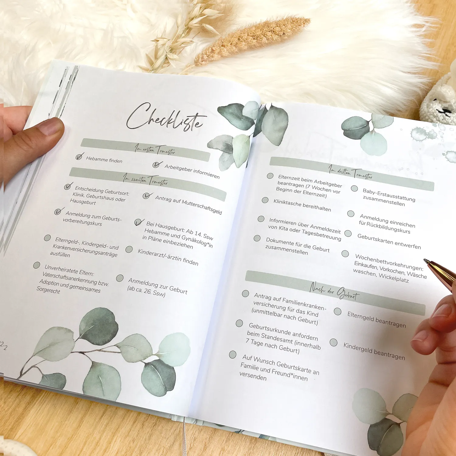 MeinBaby123 Schwangerschaftstagebuch Mint Eukalyptus 136 Seiten