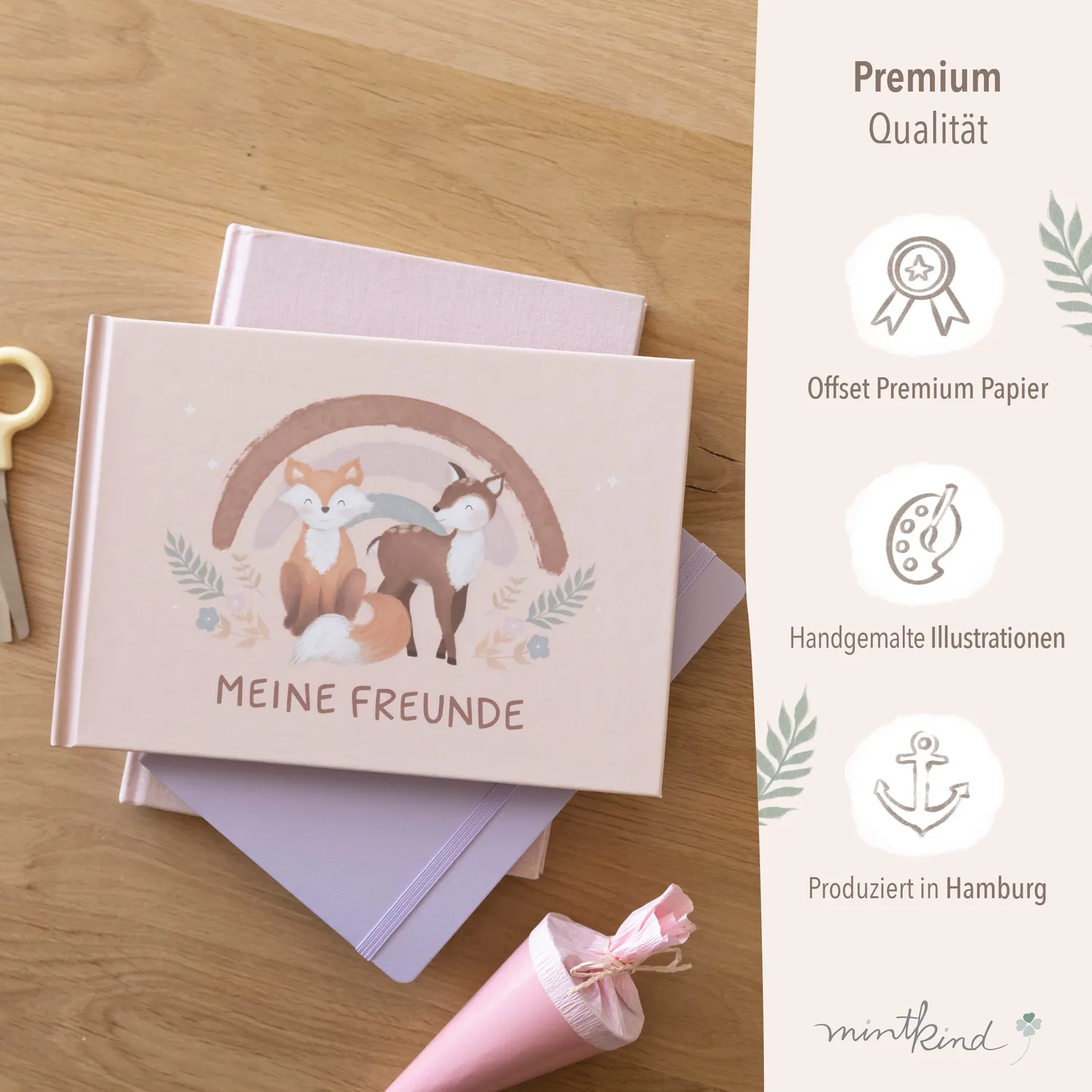 MINTKIND Freundebuch Grundschule Boho Waldtiere 30 Freunde