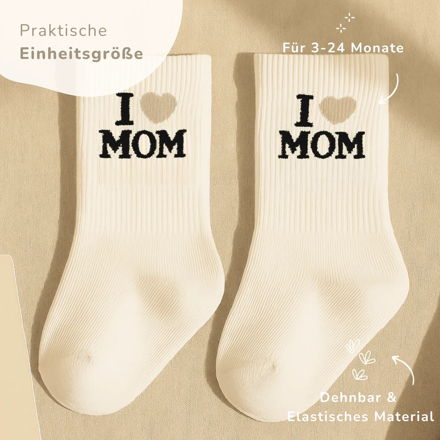 MeinBaby123 Babysocken Set I love Mom Baumwolle Karte